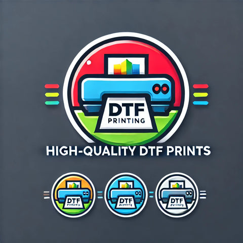 Colorful logo showcasing high-quality DTF printing services in Maryland with vibrant designs.