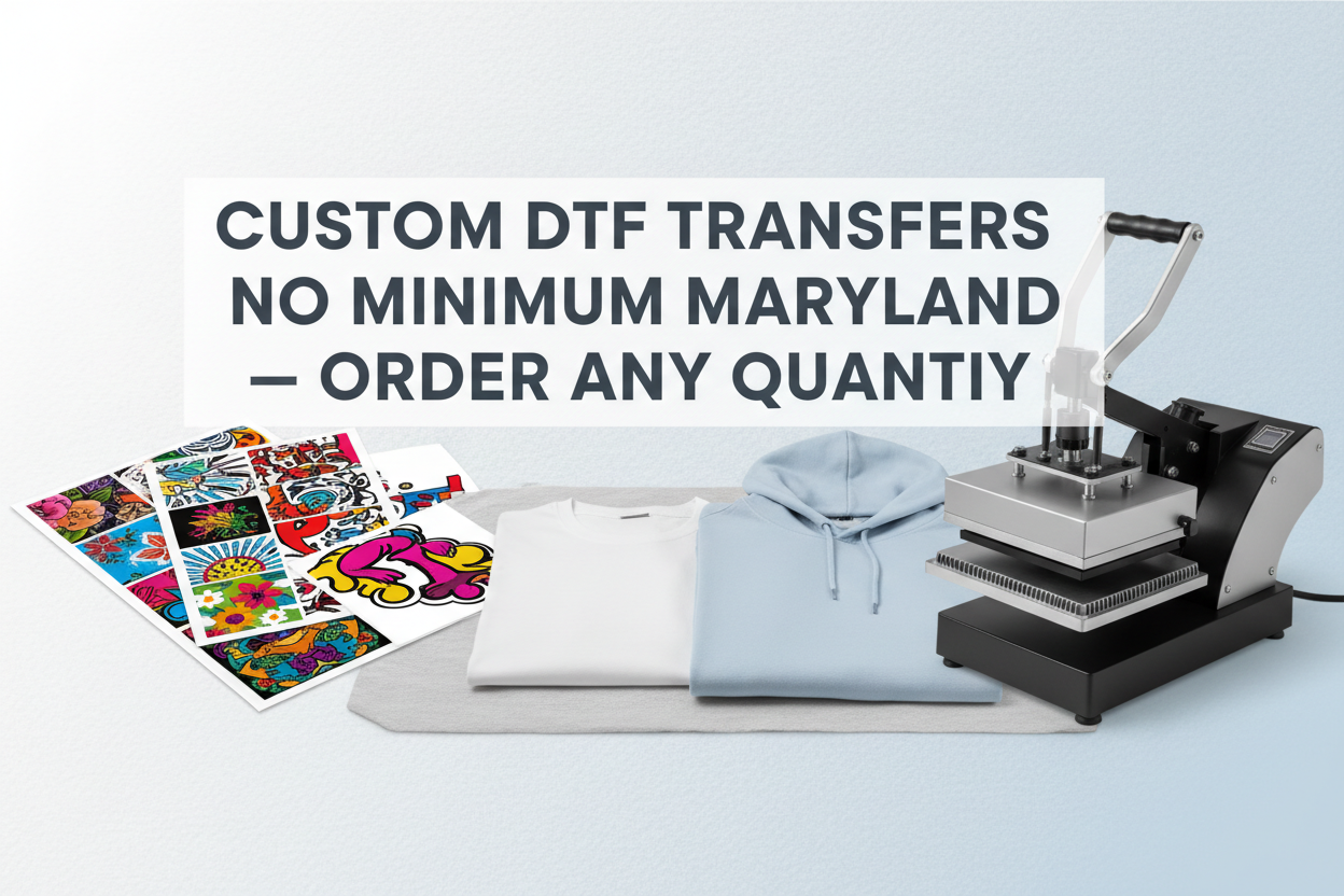 Custom DTF Transfers No Minimum Maryland — Order Any Quantity